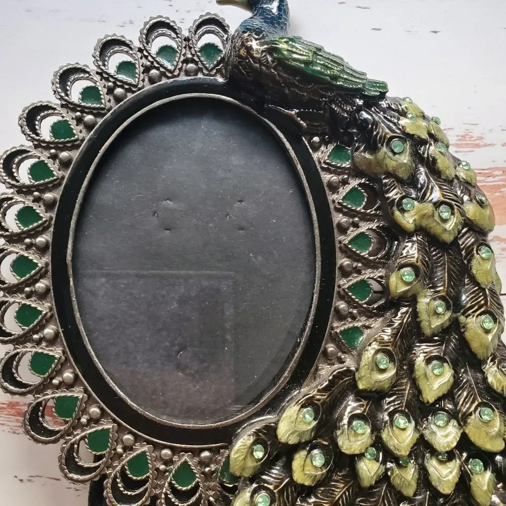 EUC Pier 1 Rhinestone Peacock frame
